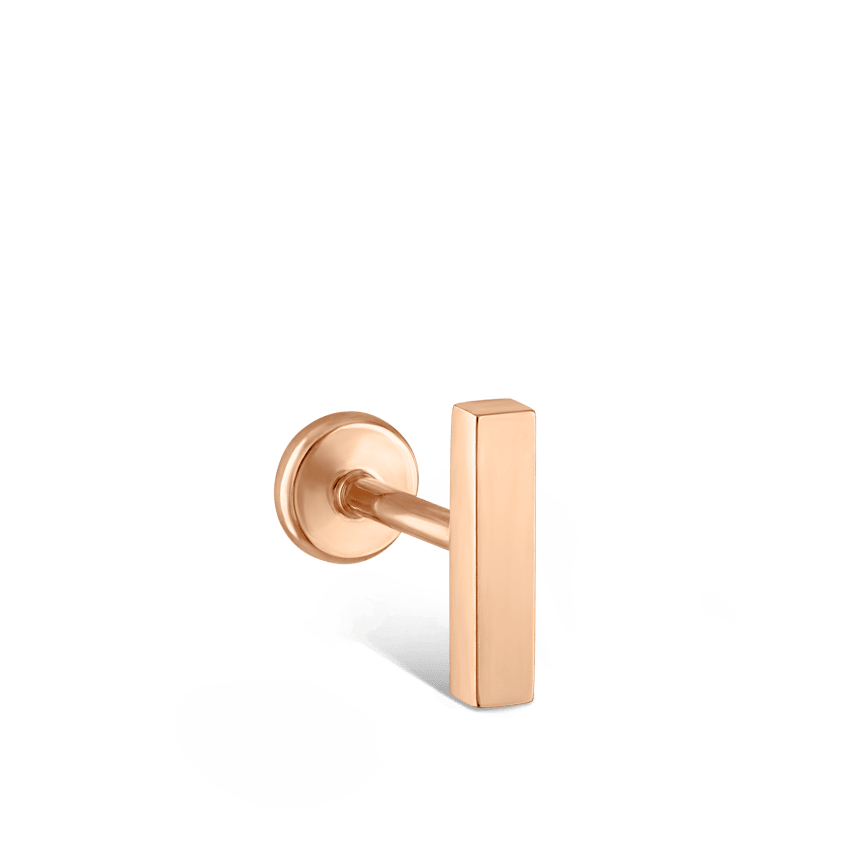 Polished Square Bar Threaded Stud Earring With Titanium Backing