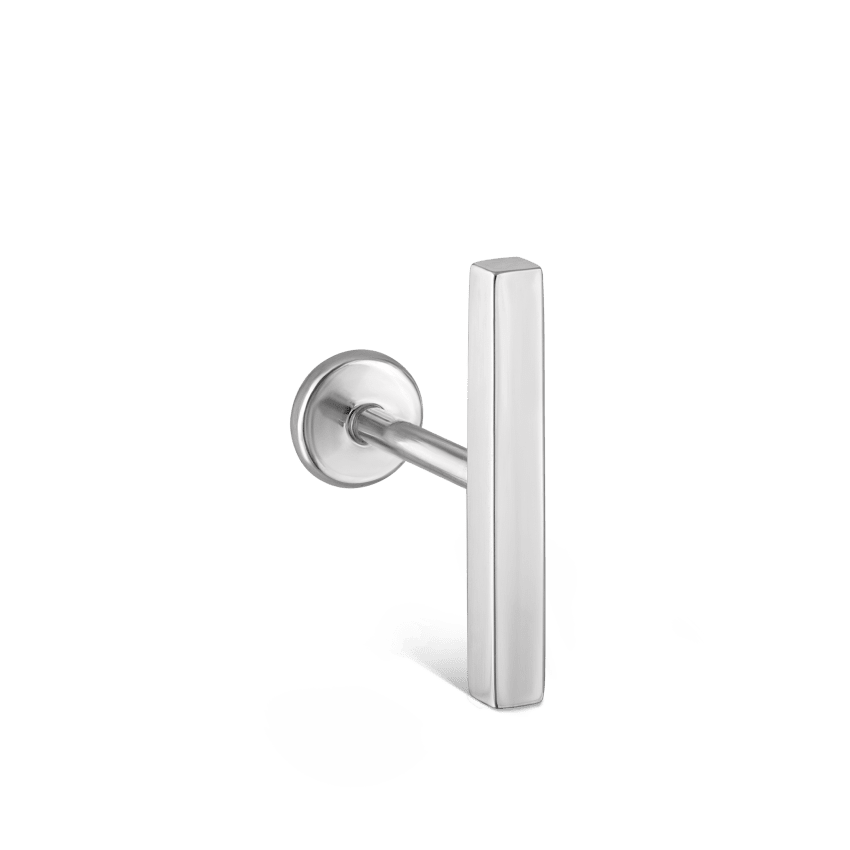 Polished Square Bar Threaded Stud Earring With Titanium Backing