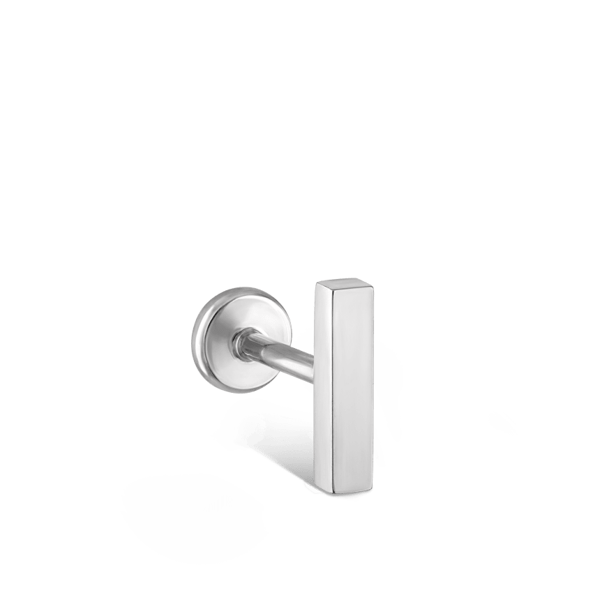 Polished Square Bar Threaded Stud Earring With Titanium Backing