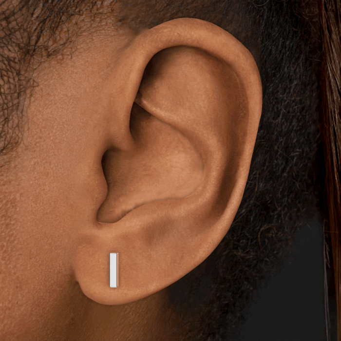 Polished Square Bar Threaded Stud Earring With Titanium Backing