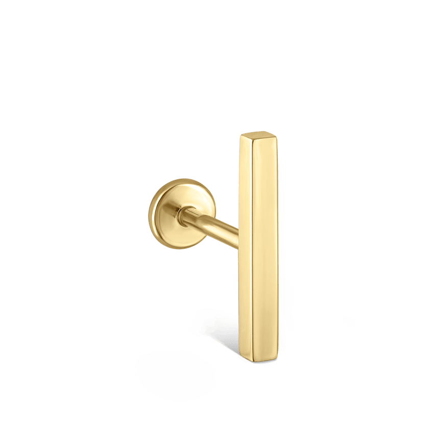Polished Square Bar Threaded Stud Earring