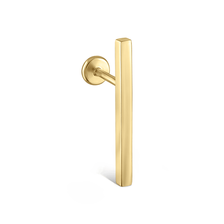 Polished Square Bar Threaded Stud Earring With Titanium Backing
