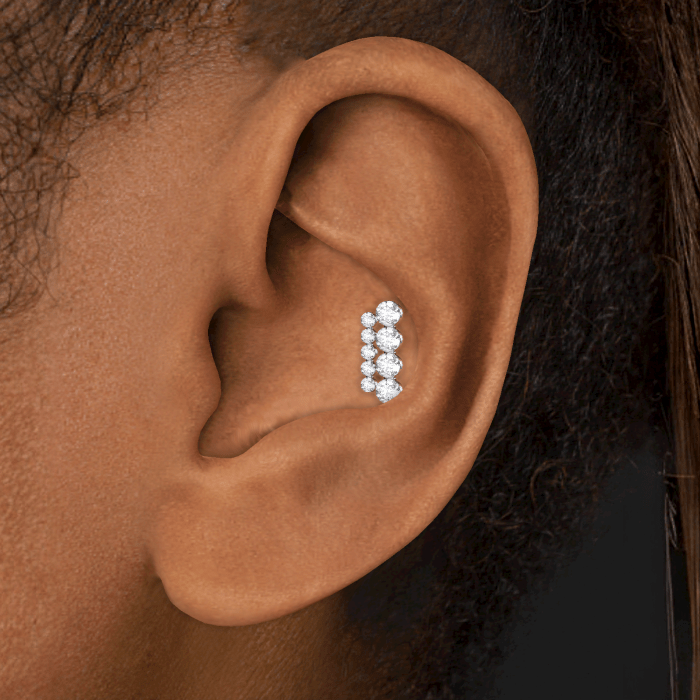 Invisible Set Diamond Apsara Bar Threaded Stud Earring