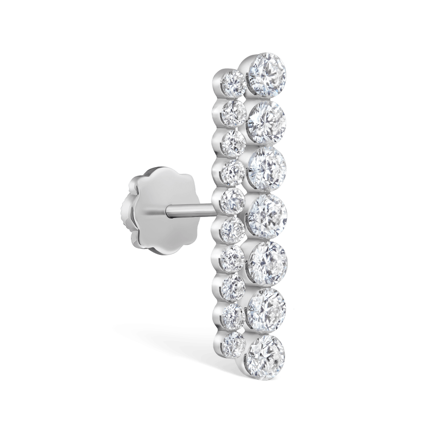 Invisible Set Diamond Apsara Bar Threaded Stud Earring