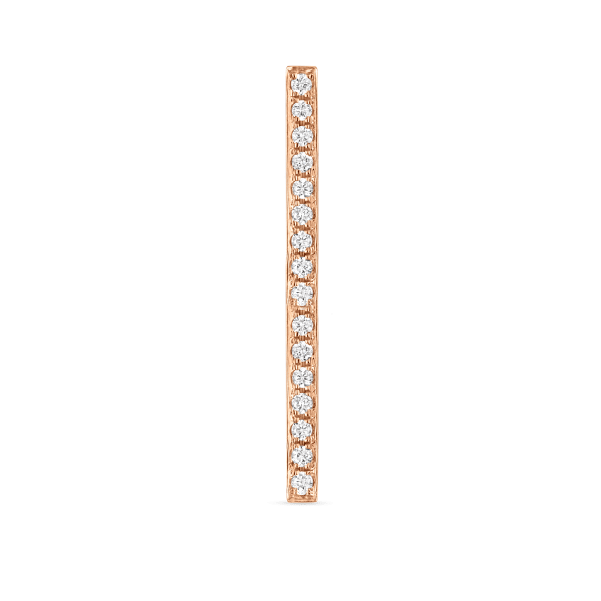 Square Diamond Pavé Bar Threaded Stud Earring With Titanium Backing