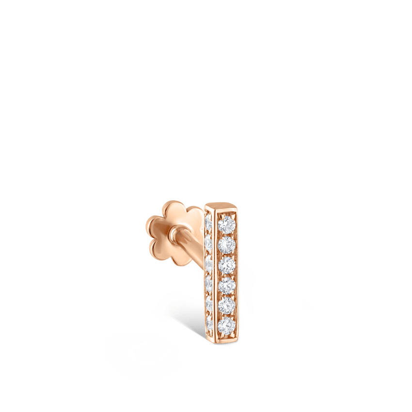 Square Diamond Pavé Bar Threaded Stud Earring With Titanium Backing