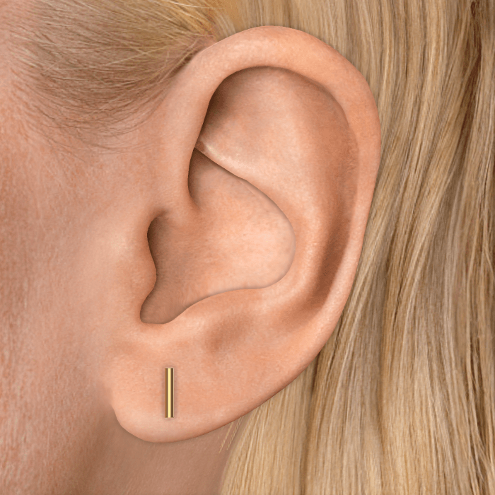 Polished Round Bar Threaded Stud Earring With Titanium Backing