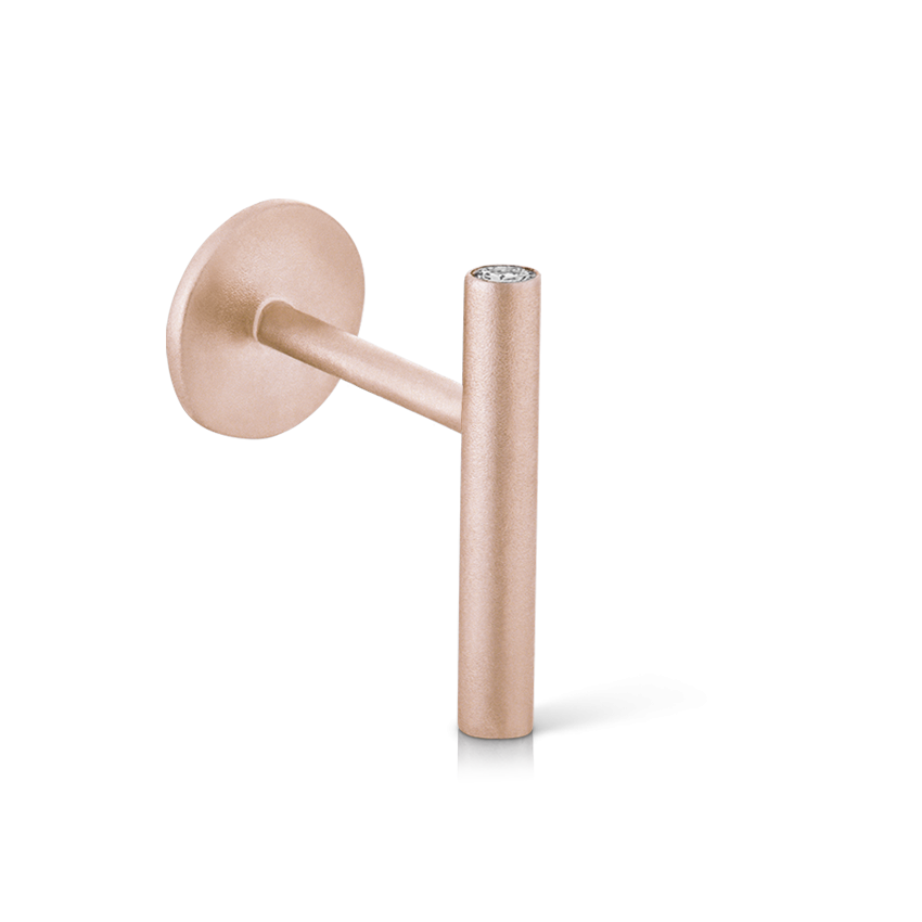 Matte Round Bar with Diamond Ends Threaded Stud Earring