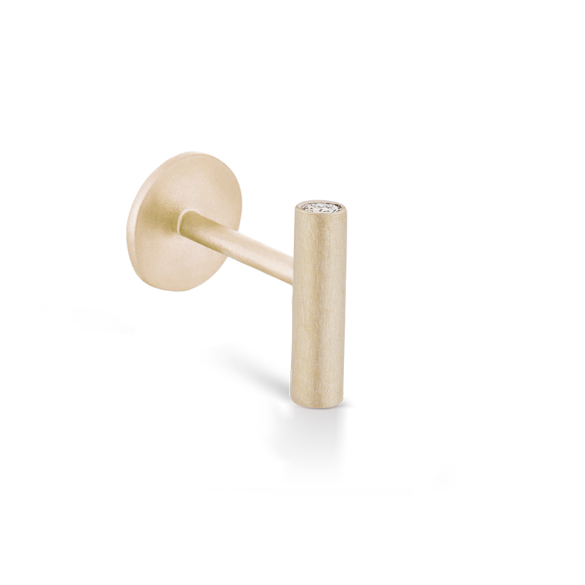 Matte Round Bar with Diamond Ends Threaded Stud Earring