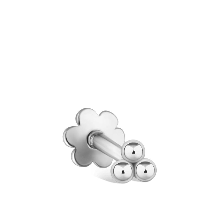 Ball Trinity Threaded Stud Earring With Titanium Backing