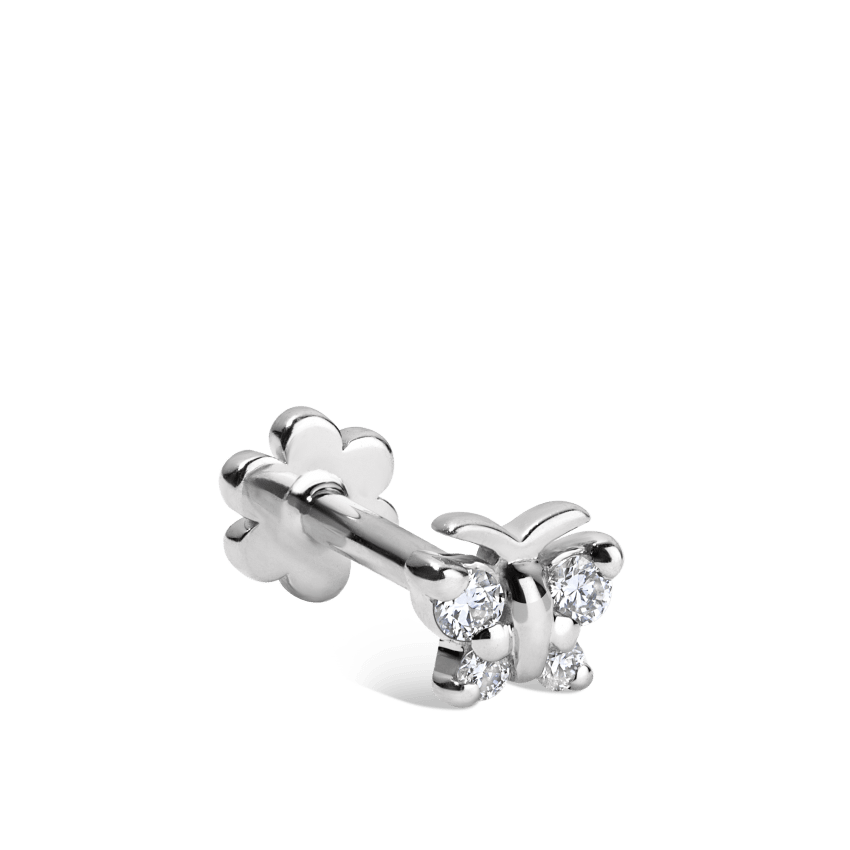 Diamond Butterfly Threaded Stud Earring With Titanium Backing