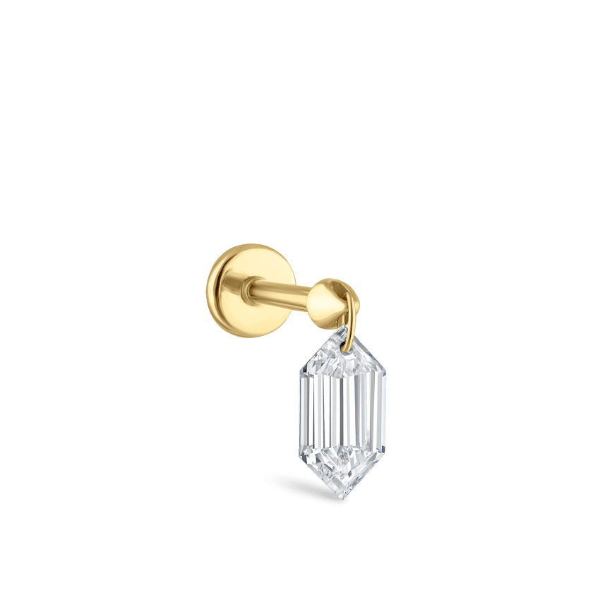 Floating Chevronelle Cut Diamond Threaded Stud Earring