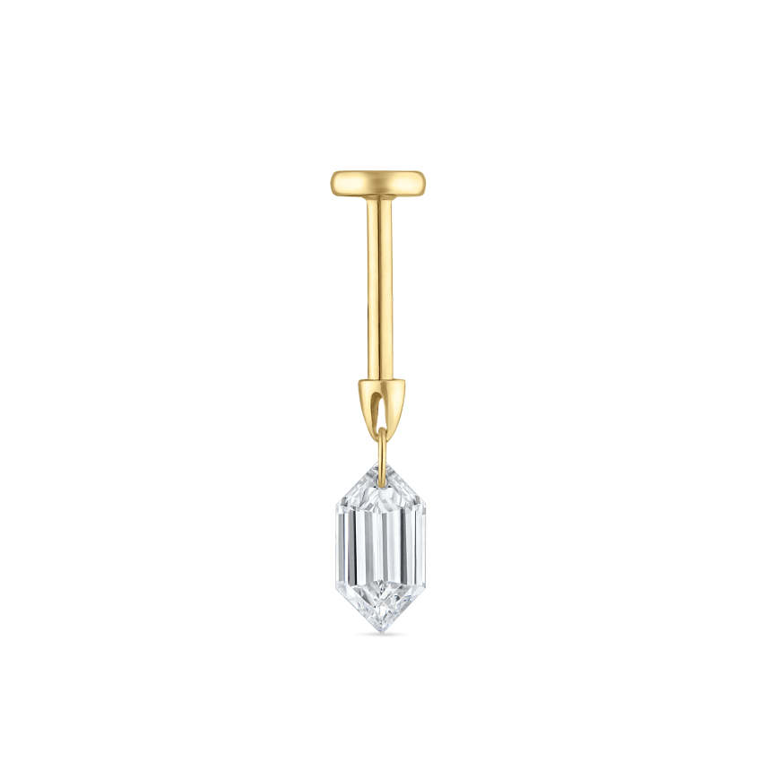 Floating Chevronelle Cut Diamond Threaded Stud Earring