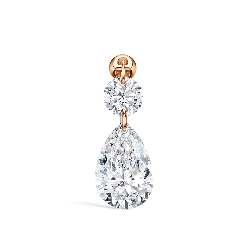Floating Double Diamond Threaded Charm Earring With Titanium Backing