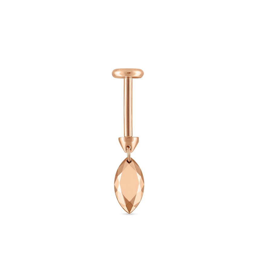 Faceted Gold Marquise Threaded Charm Earring With Titanium Backing