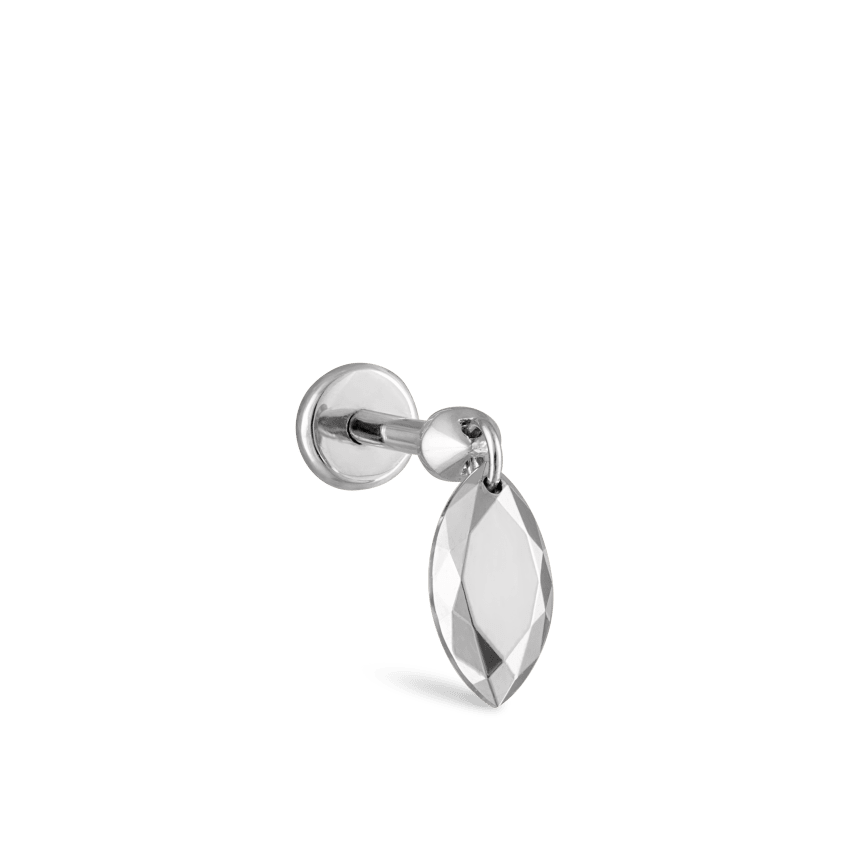 Faceted Gold Marquise Threaded Charm Earring With Titanium Backing