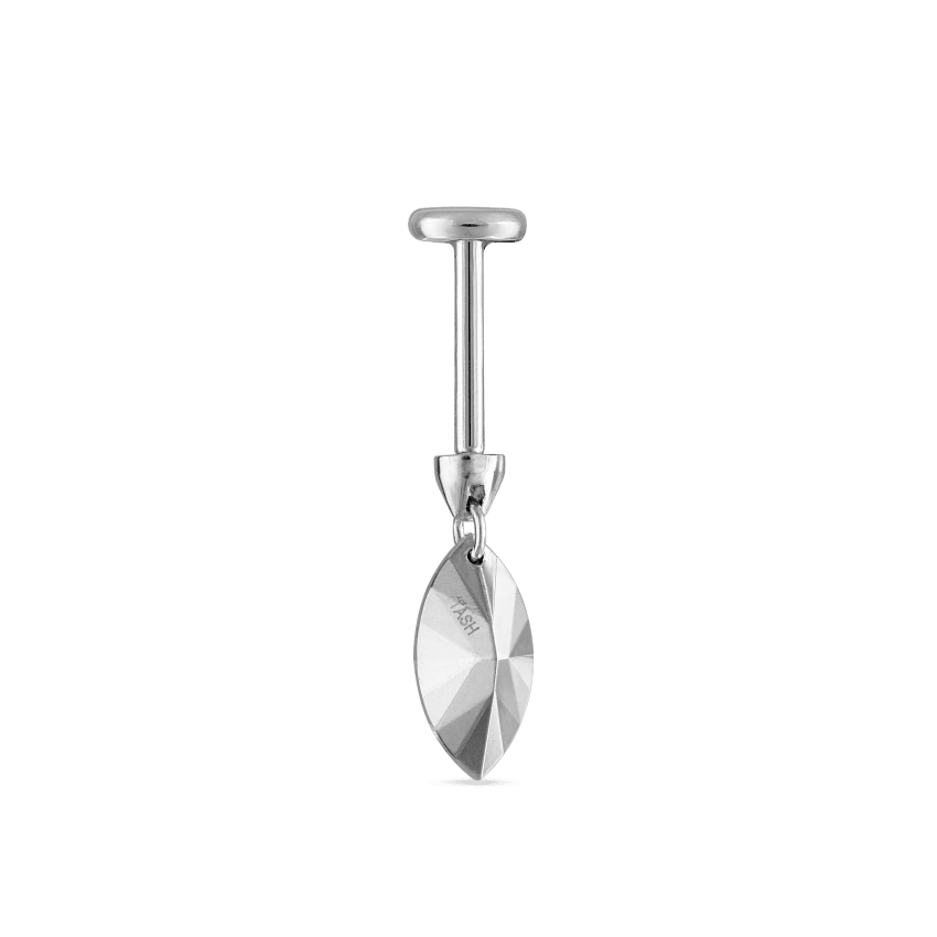 Faceted Gold Marquise Threaded Charm Earring With Titanium Backing