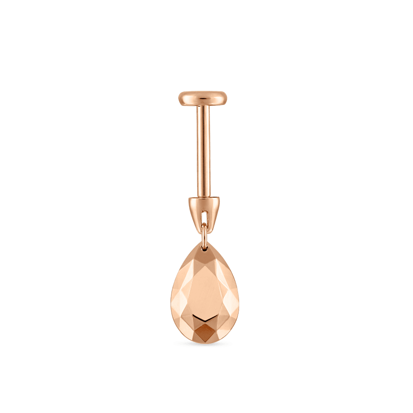 Faceted Gold Pear Threaded Charm Earring With Titanium Backing