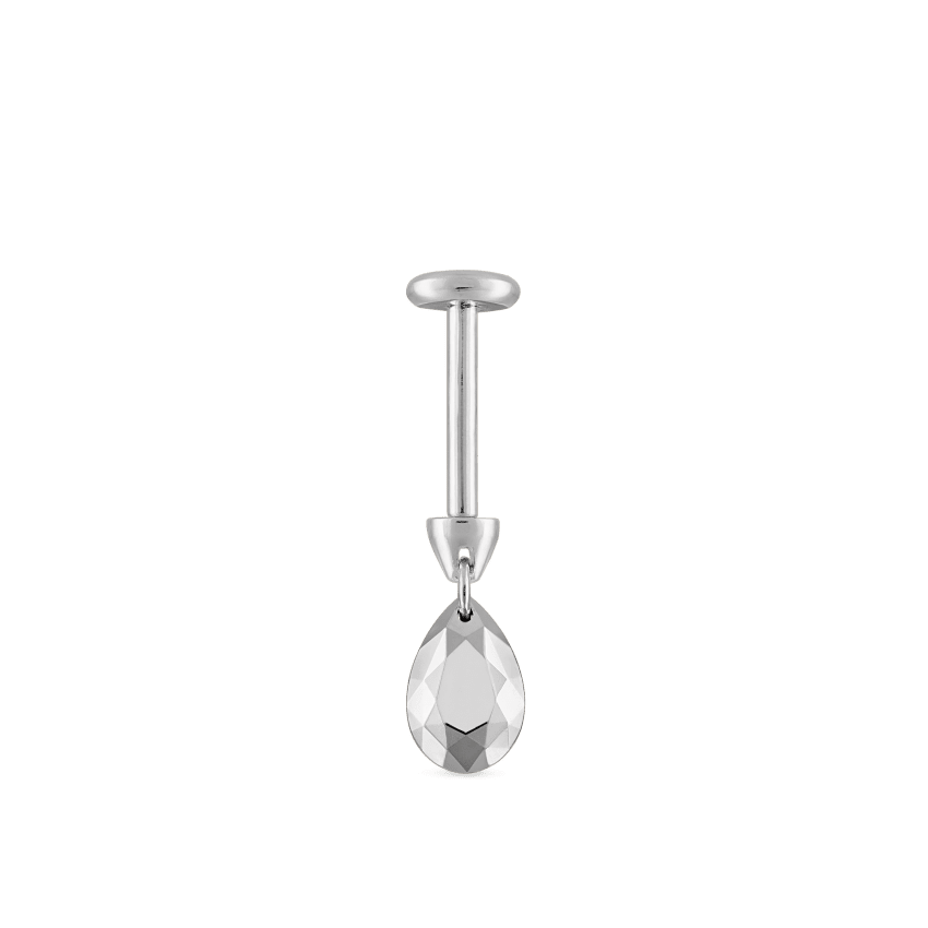 Faceted Gold Pear Threaded Charm Earring With Titanium Backing