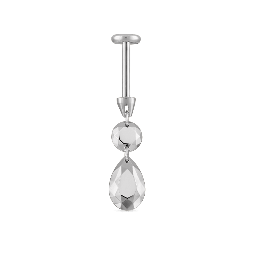 Double Faceted Gold Threaded Charm Stud Earring With Titanium Backing