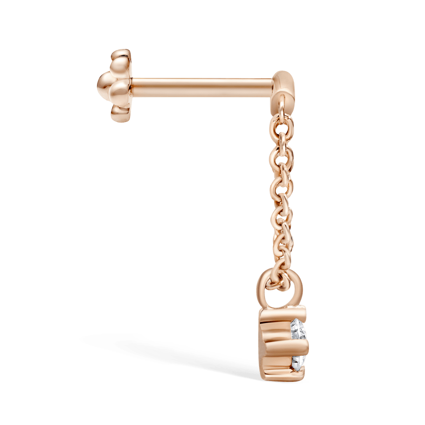 Prong Set Diamond Drape Threaded Stud Earring With Titanium Backing