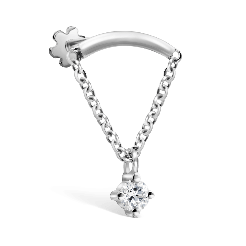 Prong Set Diamond Drape Threaded Stud Earring With Titanium Backing