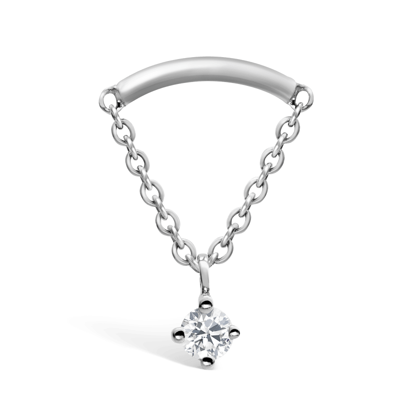 Prong Set Diamond Drape Threaded Stud Earring With Titanium Backing
