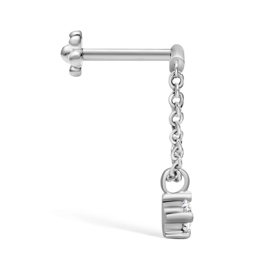Prong Set Diamond Drape Threaded Stud Earring With Titanium Backing