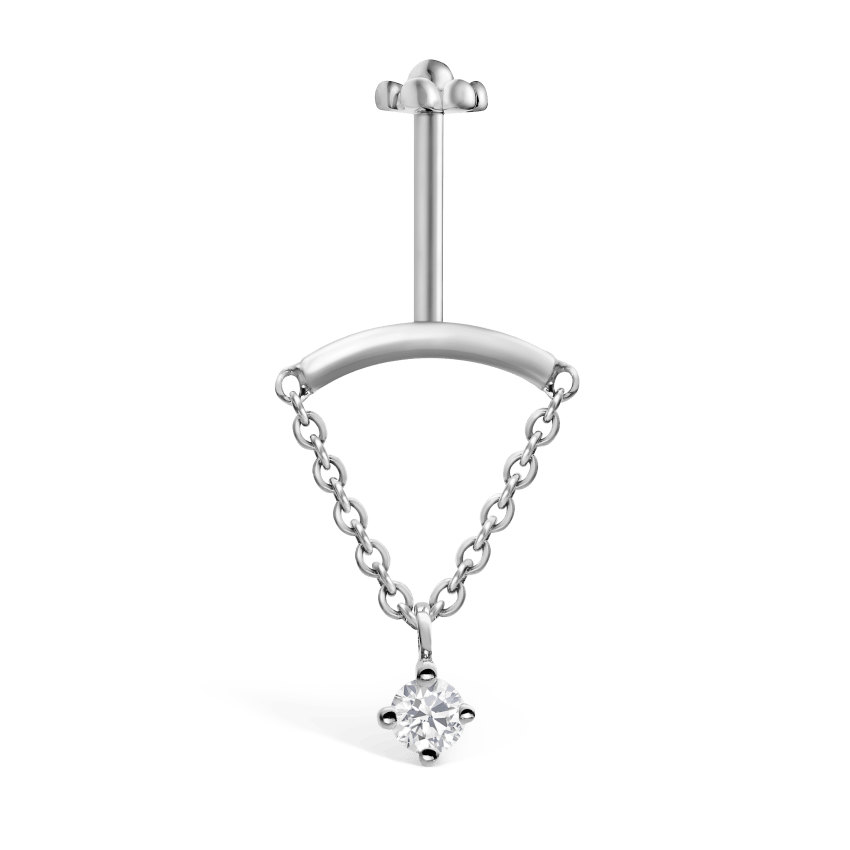 Prong Set Diamond Drape Threaded Stud Earring With Titanium Backing