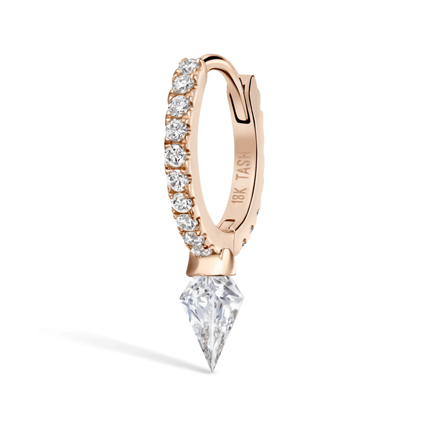 Silhouette Diamond Short Spike Eternity Hoop Earring