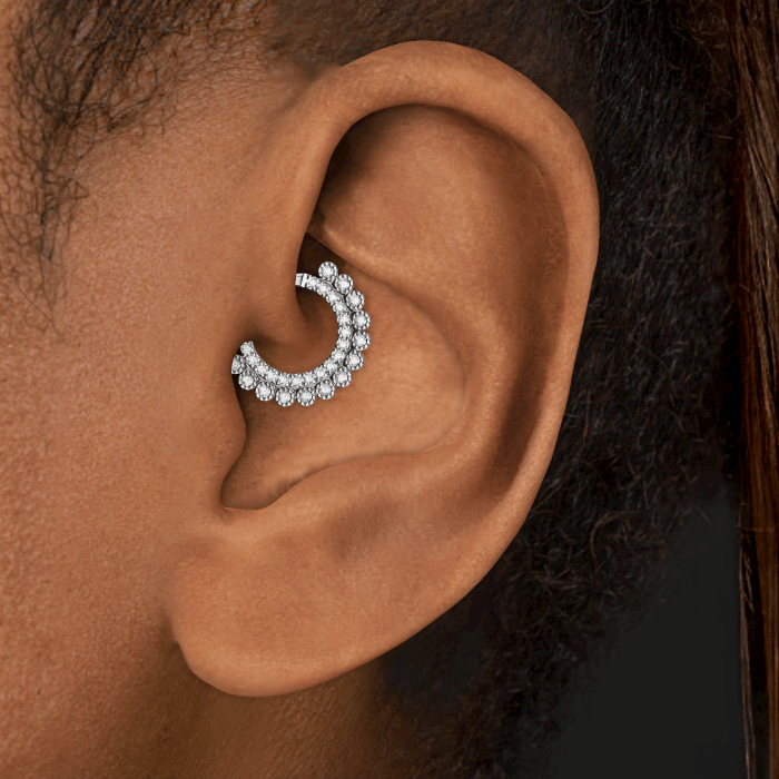 Cubic Zirconia Horizontal Eternity Hoop Earring