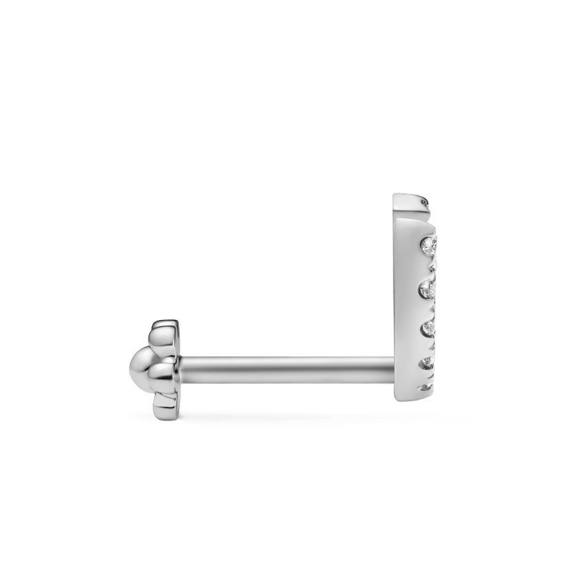 Prong Set Diamond Demi Eternity Threaded Stud Earring With Titanium Backing