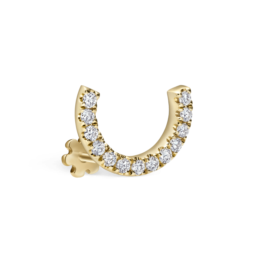 Prong Set Diamond Demi Eternity Threaded Stud Earring With Titanium Backing