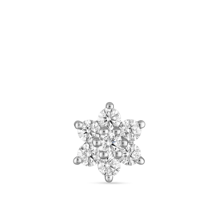 Diamond Flower Threaded Stud Earring With Titanium Backing