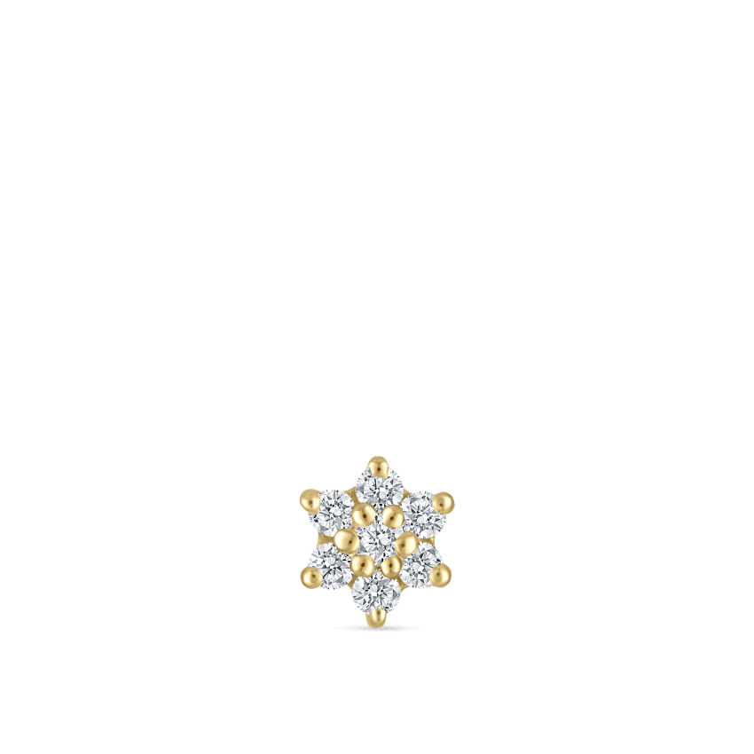 Diamond Flower Threaded Stud Earring With Titanium Backing