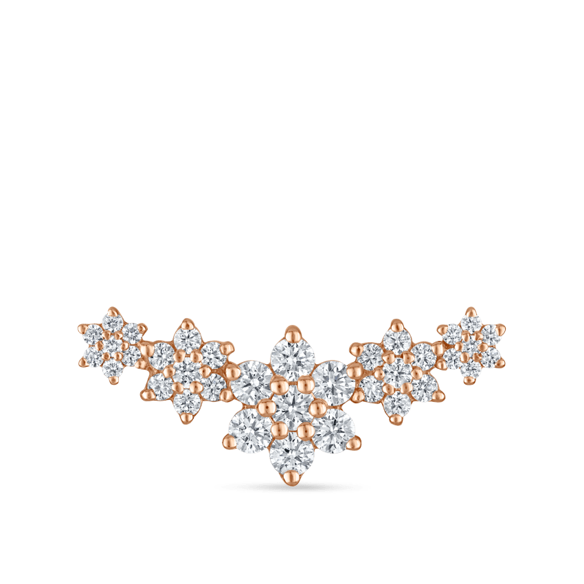 Five Flower Garland Diamond Threaded Stud Earring