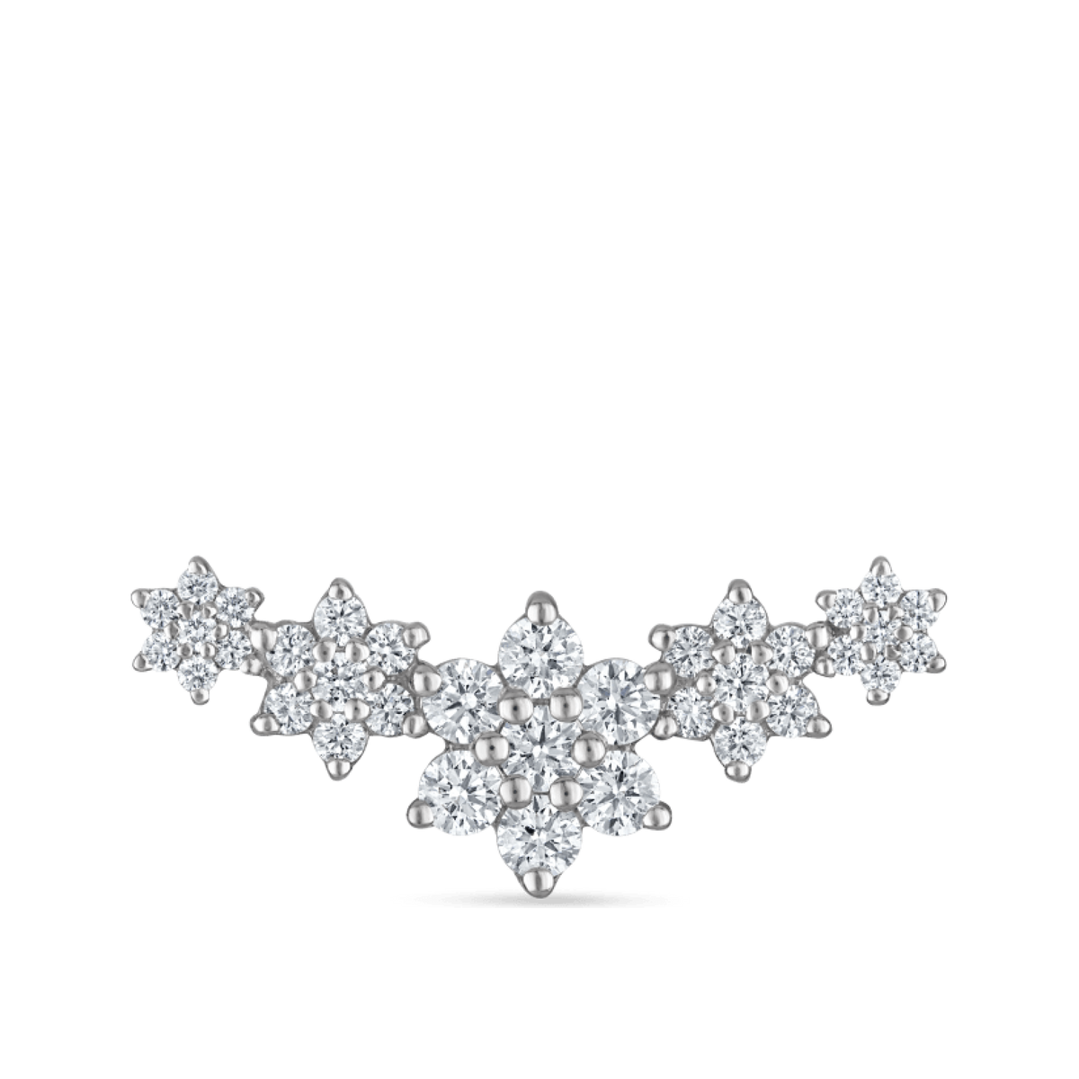 Five Flower Garland Diamond Threaded Stud Earring