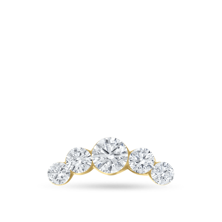 Invisible Set Five Diamond Open Curve Threaded Stud Earring