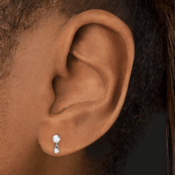 Invisible Set Diamond Dangle Threaded Stud Earring With Titanium Backing