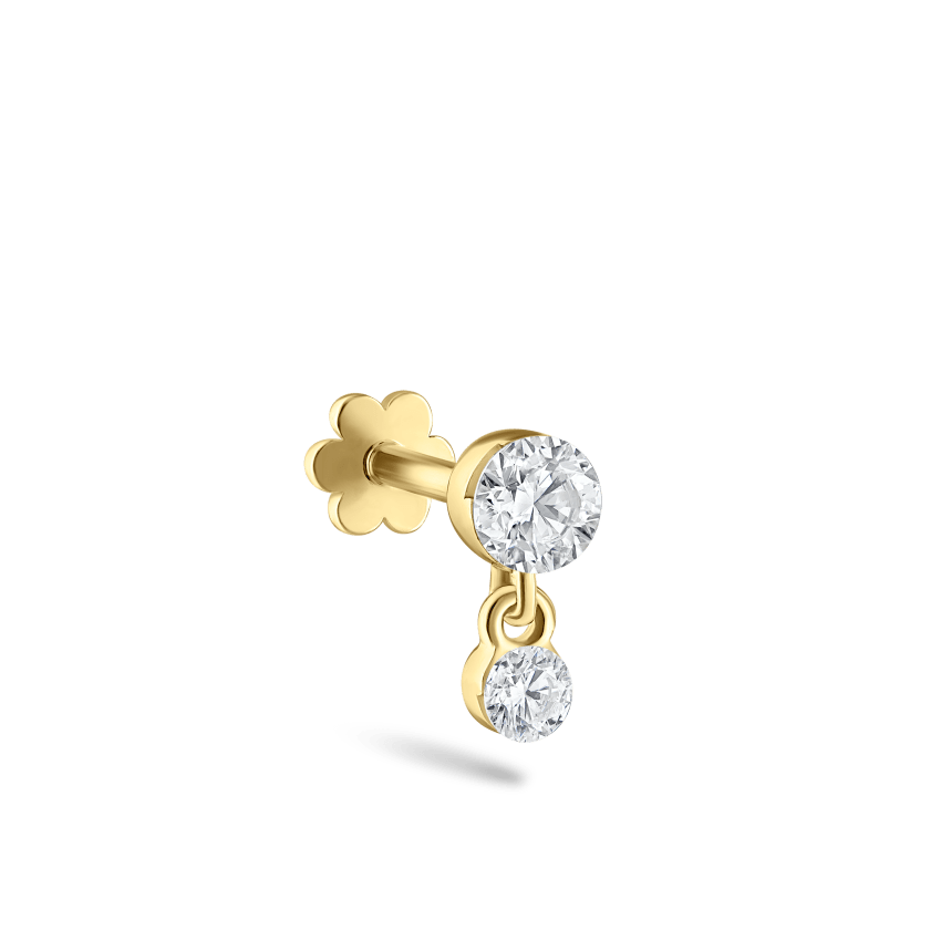 Invisible Set Diamond Dangle Threaded Stud Earring With Titanium Backing