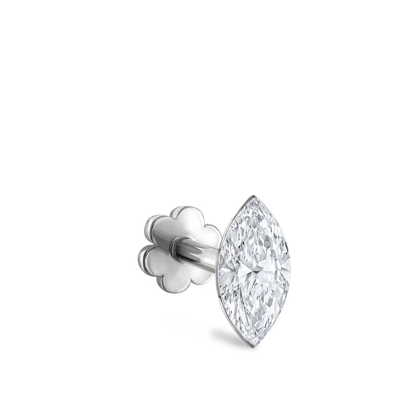 Invisible Set Diamond Marquise Threaded Stud Earring With Titanium Backing