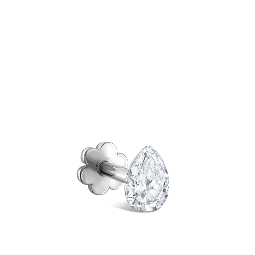 Invisible Set Diamond Pear Threaded Stud Earring With Titanium Backing