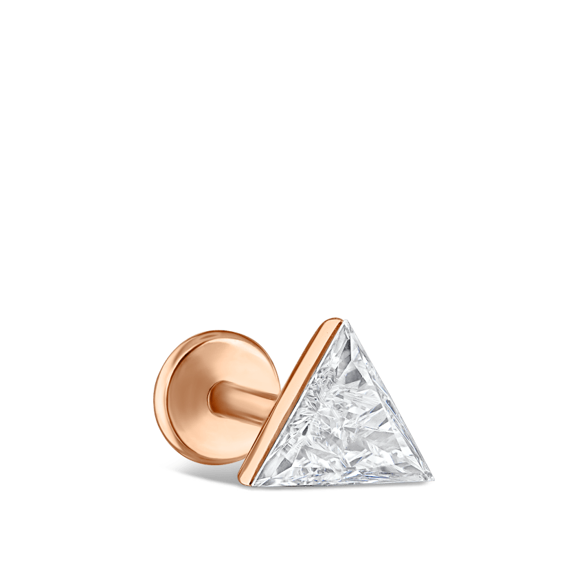 Invisible Set Triangle Diamond Threaded Stud Earring With Titanium Backing