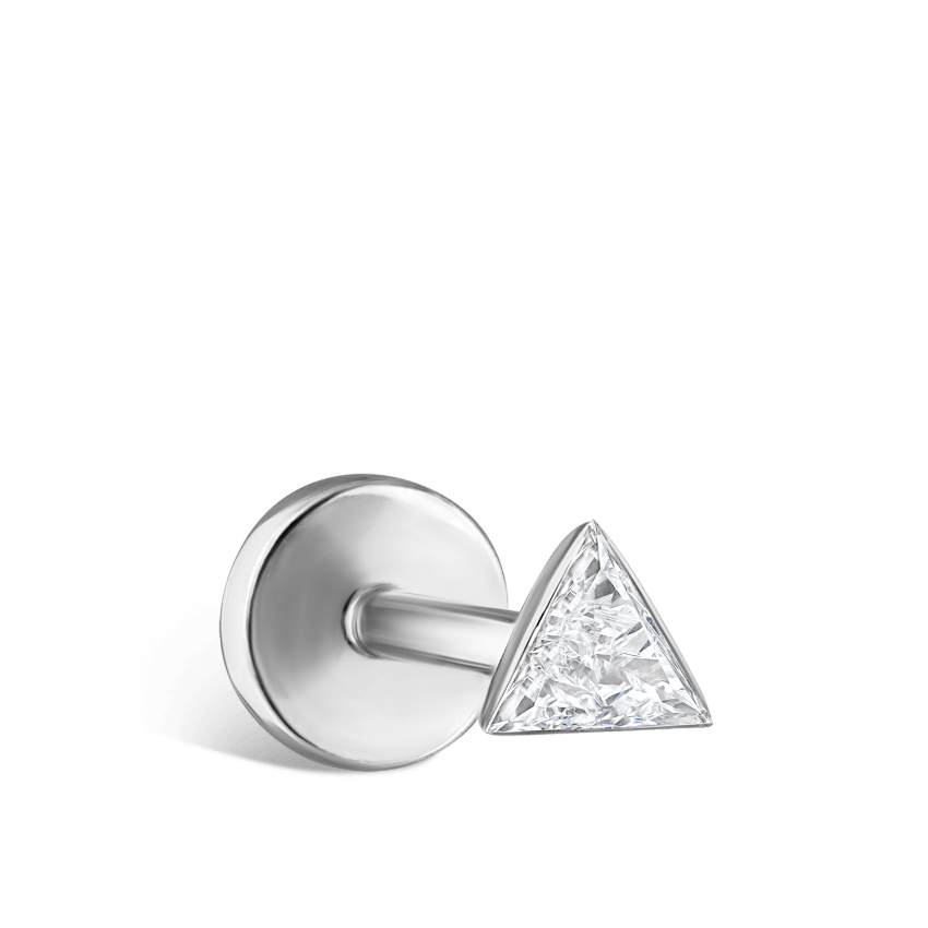 Invisible Set Triangle Diamond Threaded Stud Earring With Titanium Backing