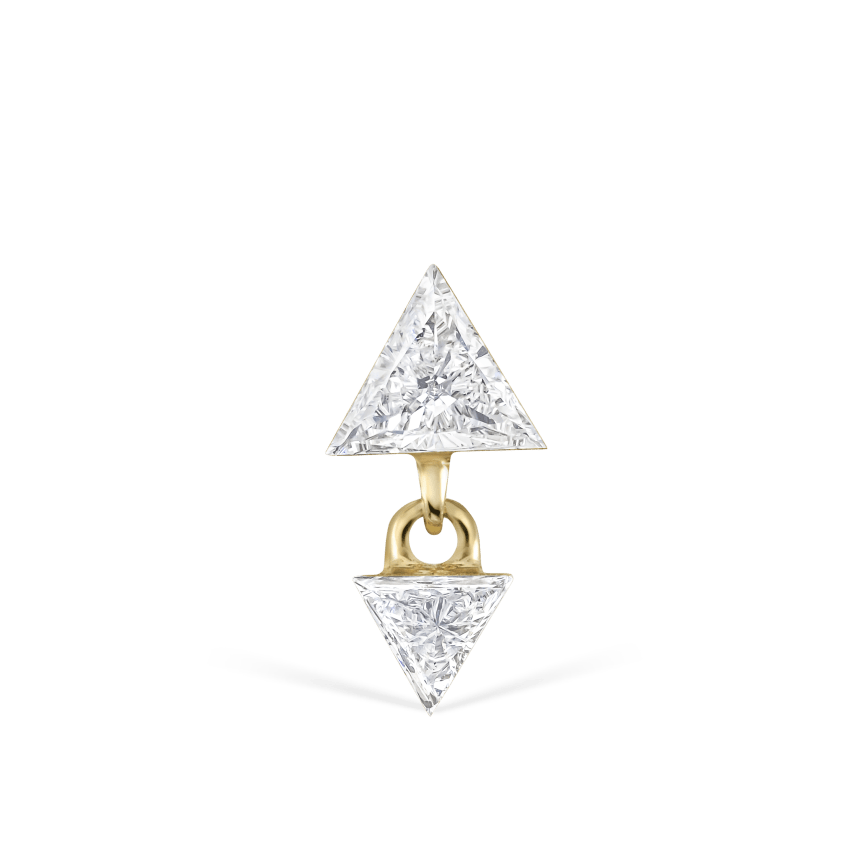 Invisible Set Triangle Diamond Dangle Threaded Earring With Titanium Backing