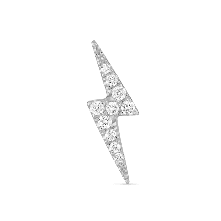 Diamond Lightning Bolt Threaded Stud Earring With Titanium Backing
