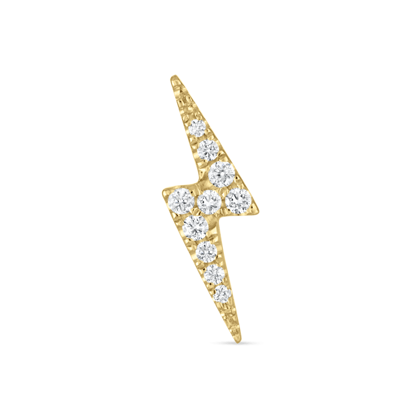 Diamond Lightning Bolt Threaded Stud Earring With Titanium Backing