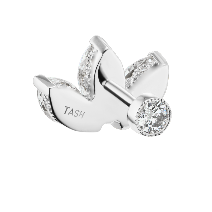 Invisible Diamond Lotus Threaded Stud Earring With Titanium Backing