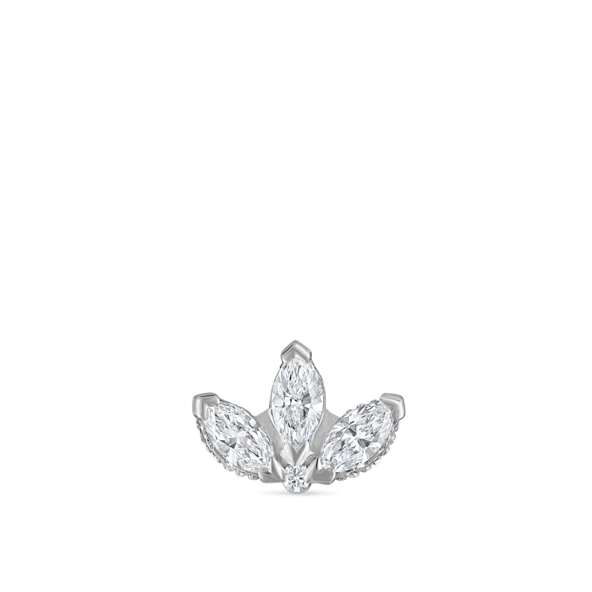 Diamond Engraved Lotus Threaded Stud Earring With Titanium Backing