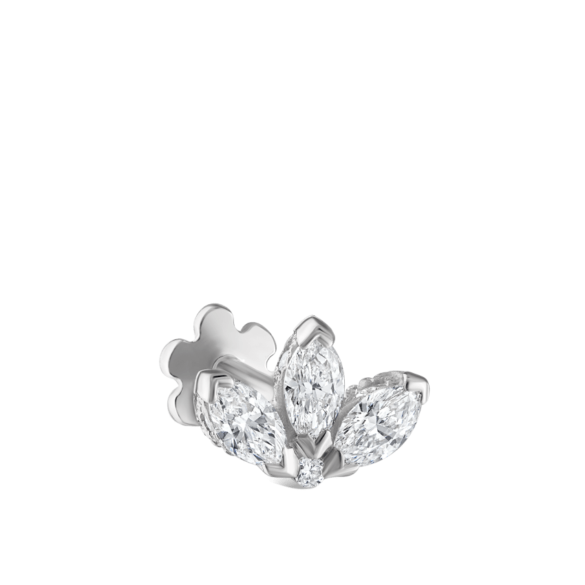 Diamond Engraved Lotus Threaded Stud Earring With Titanium Backing